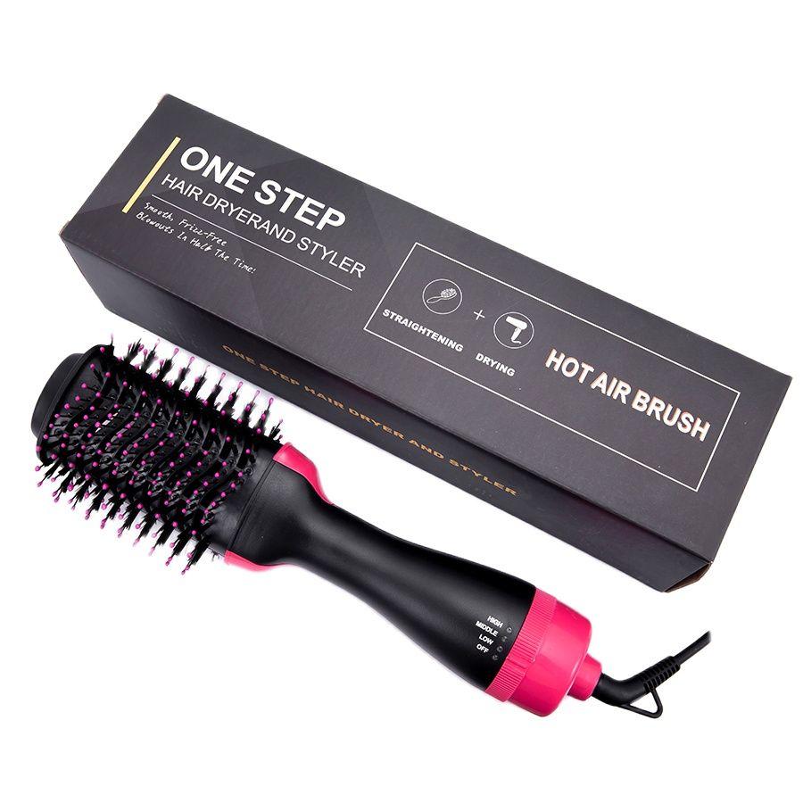 4 In 1  Hot-Air Hair Brushes Women Hair Dryer Brush Hair Dryer Straightener Curler Massager Rapid Warming One Step Volumizer