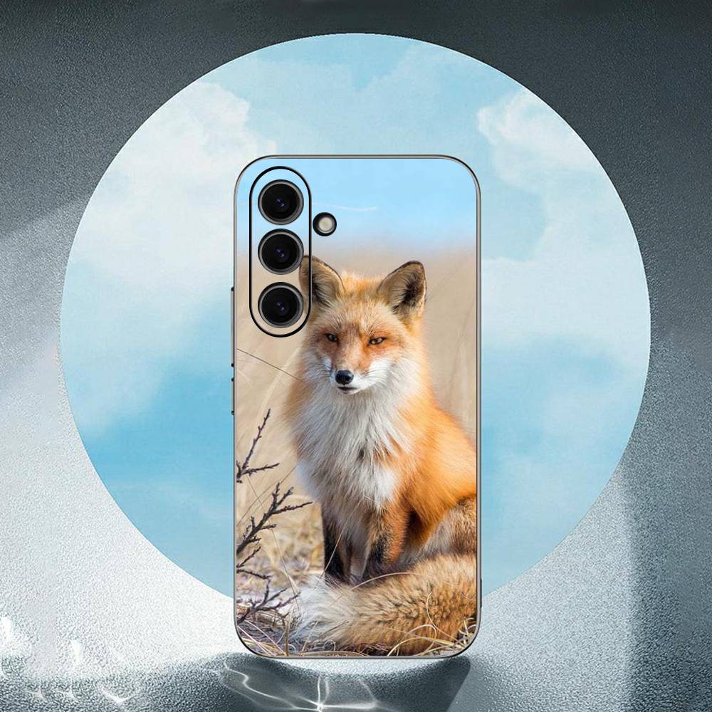 Animal Fox Luxury Black Phone Case For Samsung Galaxy S23 S24 S25 Ultra S22 Plus S21