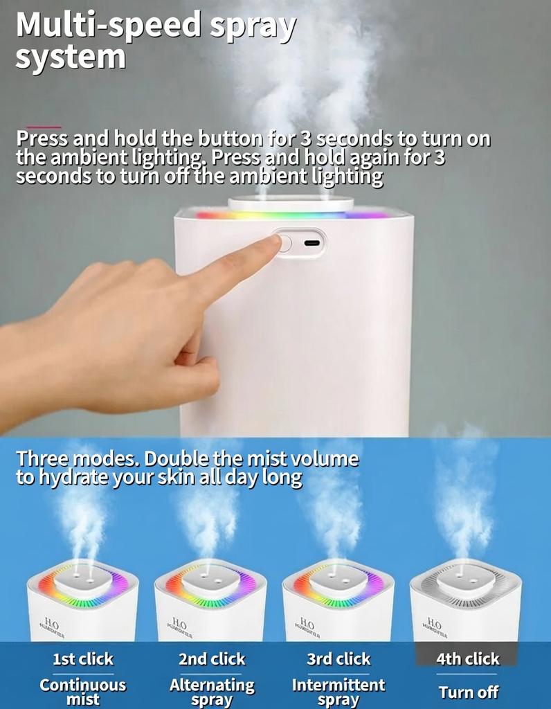Portable Ultrasonic Humidifier 3.3L Large Capacity Mood Light Auto Shut Off Nano Mist For Bedroom Car Office Travel Plants
