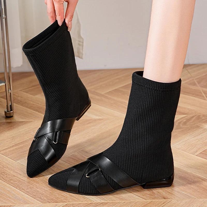 Women Ankle Boots Pointed Toe Heeled Boots Designer Dress Elegant Pumps Winter Warm Non Slip Woman Botas 2025 Zapatillas Female