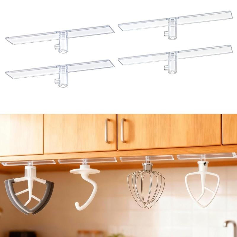 Pack of 4 Space Saving Blender Accessory Holder Plastic Hooks Organize Mixer Attachments and Utensils Plastic Texture