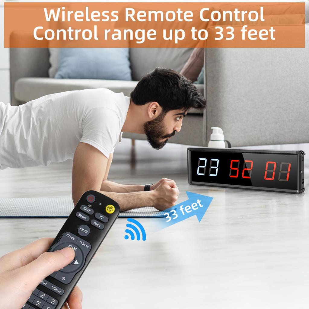 Koolertron Minutnik Sportowy z Pilotem, Duży Minutnik Interwałowy do Fitnessu, Treningu, Gotowania i Pomiaru Czasu Zawodów, Tabata, Emom i MMA