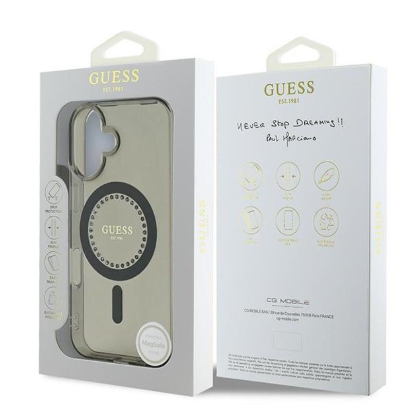 Guess Iml Strasssteine Magsafe - Hülle Iphone 16 (Czarny)