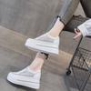 Board shoes women's inner height increase women's shoes muffin thick sole 2025 spring leather new casual mesh small size white shoes women