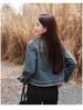 Women's Retro Short Denim Jacket with Polo Collar