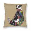Sitting European Badger Pillowcase Polyester Linen Velvet Printed Zip Decorative Throw Pillow Case Room Cushion Case