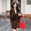 Autumn and winter thickened new fluffy leopard print short temperament fur integrated imitation mink fur fashion coat