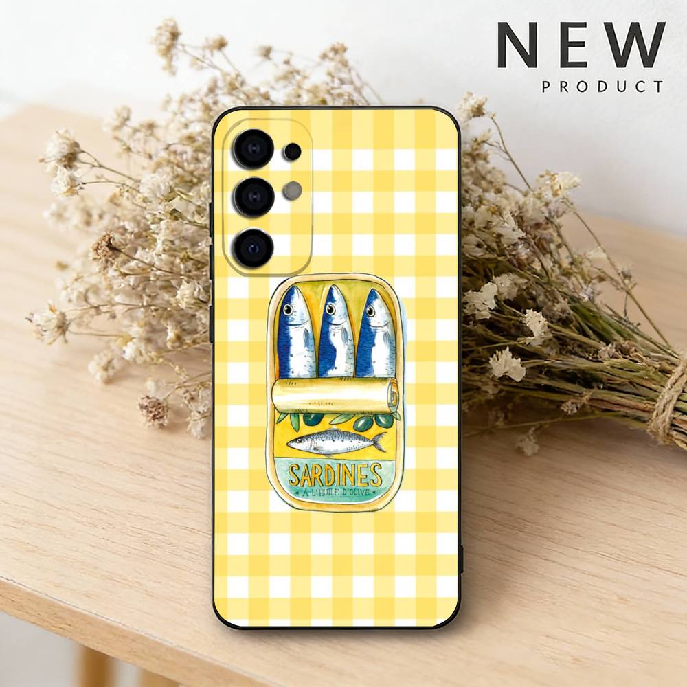 Sardines Fish Art Phone Case For Samsung S26,25,24,23,22,21,20,30,Ultra,Plus,Fe,Lite Black Shell