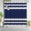 White Navy Blue Shower Curtain for Bathroom 72x72inches Boho Navy Blue and White Striped Waffle Shower Curtain Set with Hooks Bohemia Geometric