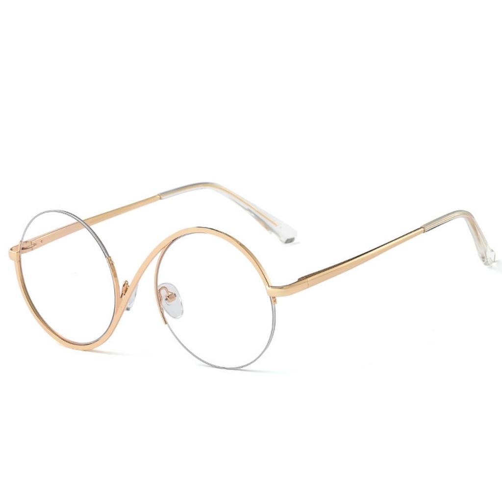 PC Metal Half Frame Anti Blue Light Glasses for Women Comfortable Optical Flat Mirror Compatible with Myopia Glasses