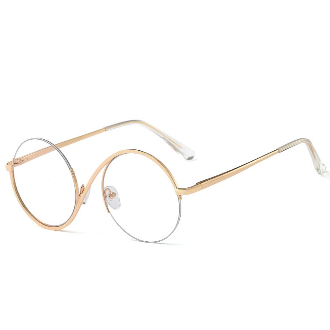 

A pair of metal pc half-frame optical anti-blue glasses female comfortable flat mirror can be equipped with myopia glasses MULTI