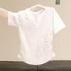 Damen Sommer Baumwolle Rundhals T-Shirt mit Applikation