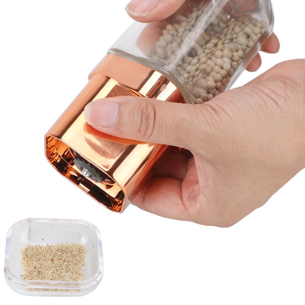 Rose Gold Glass Bottles Herb Grinders With Adjustable Ceramics Rotor Manual Salt Pepper Mill Kitchen Tools Spice Jar Containers