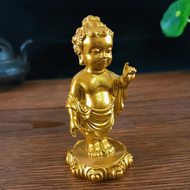 Gold Lucky Prince Buddha Statue Sculpture Feng Shui Home Garden Decoration Sakyamuni Buddha Figurines Landscape Ornament