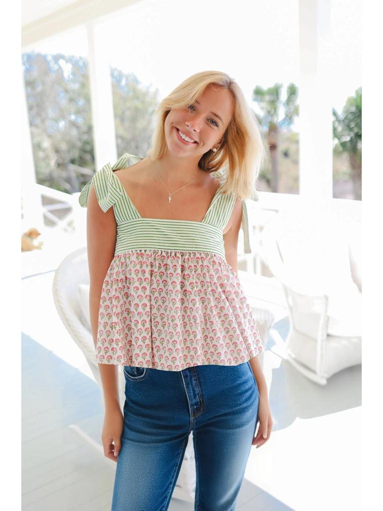 New Style Women's Sleeveless Tie-up Printed Camisole for Spring/Summer