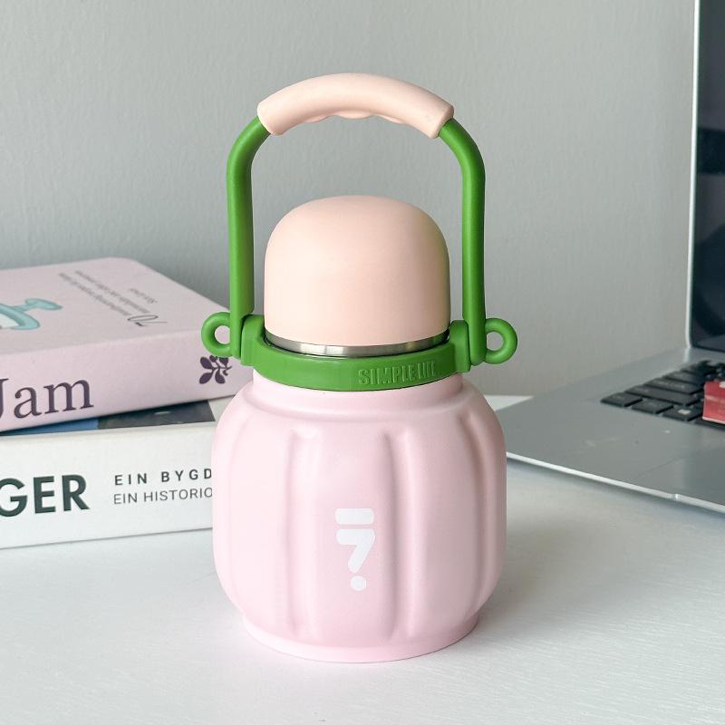 High-value Pumpkin Thermos Cup, Portable Stainless Steel Water Cup, Outdoor Carrying Rope Children's Water Cup