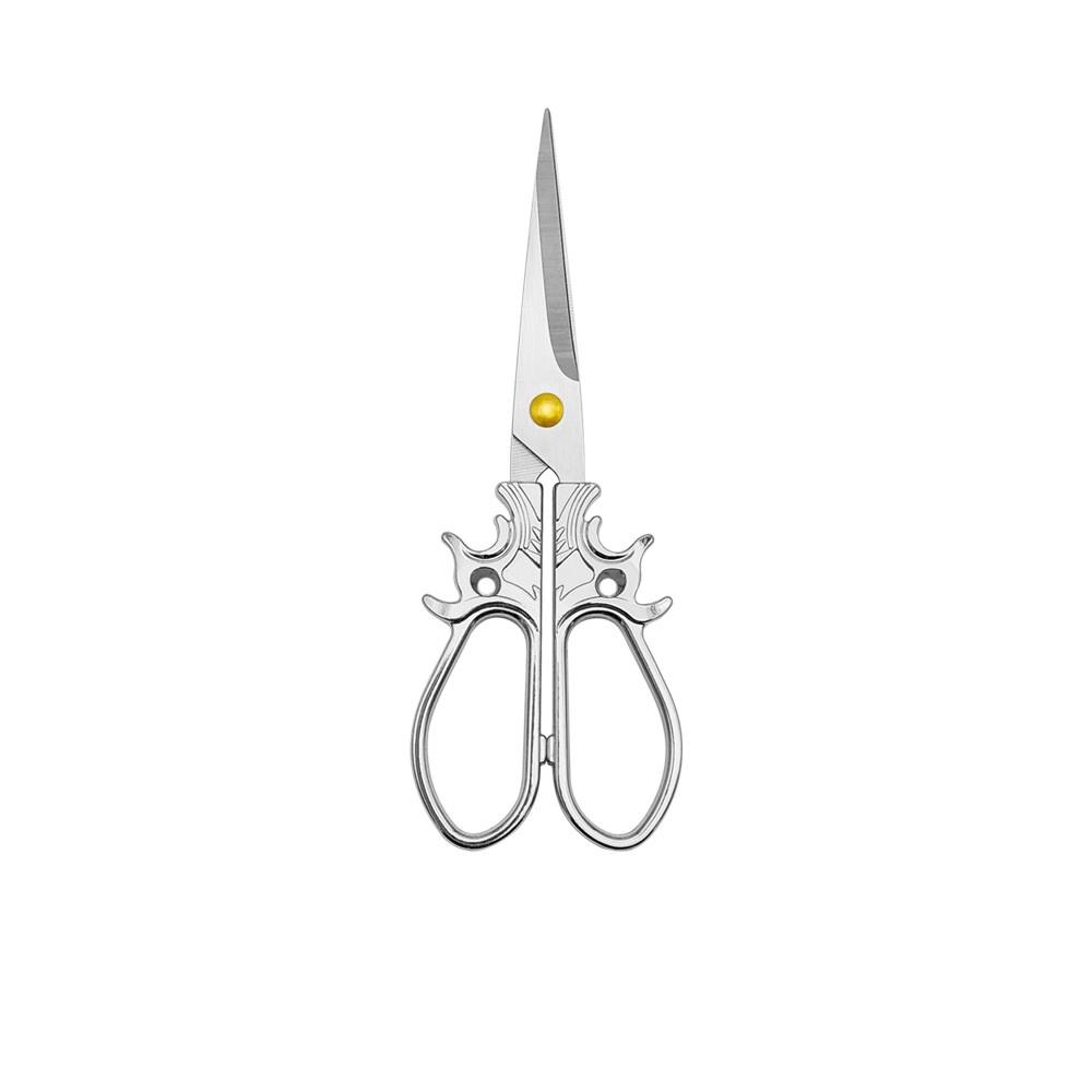 1 Piece Stainless Steel Embroidered Scissors Retro Sharp Pointed Tip Professional Sewing Scissors for Cutting Thread