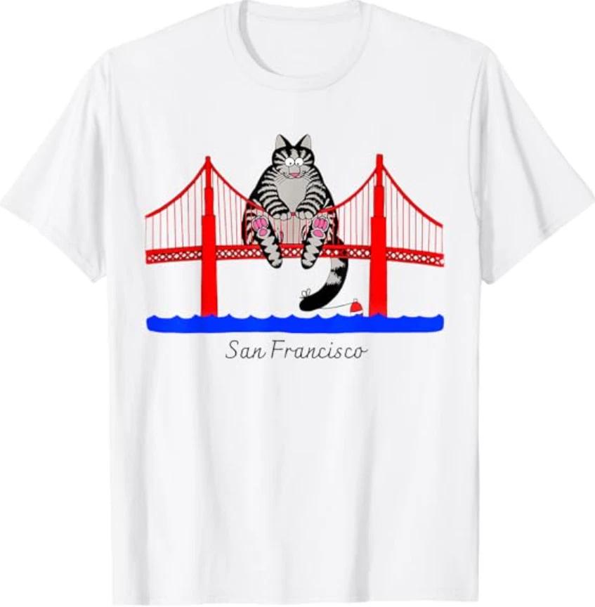 San Francisco Cat Golden Gate Bridge Book Lover Vintage T- Shirt 3XL