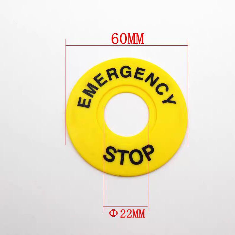 22mm Emergency Stop Button Sign for LAY37 LA38 LA39, 60mm Outer Diameter