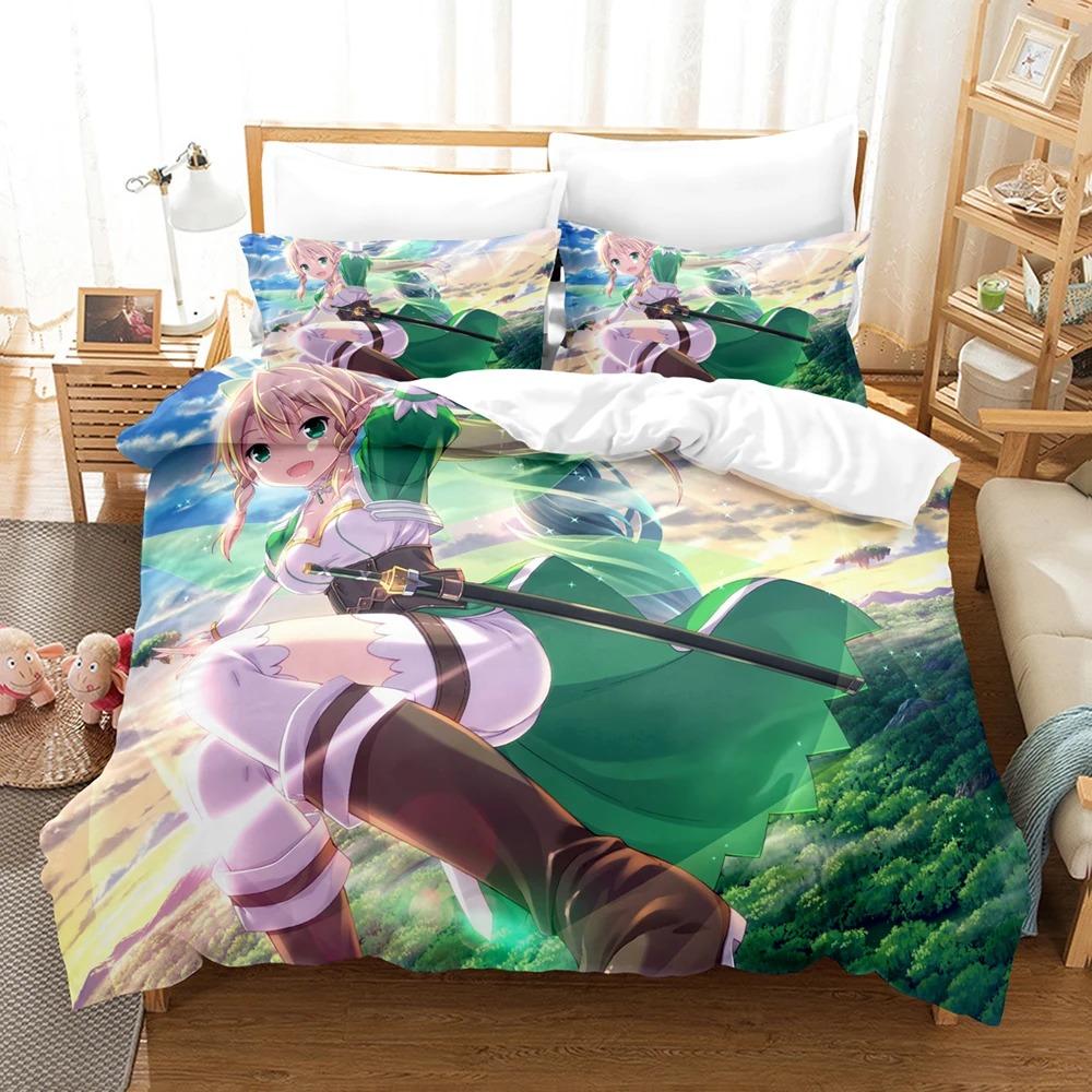 Anime Sword  Art Online Bedding Sets Japan Cartoon Bed Linen Polyester 3D Gift for Kids Twin Single Queen King Size Duvet Covers