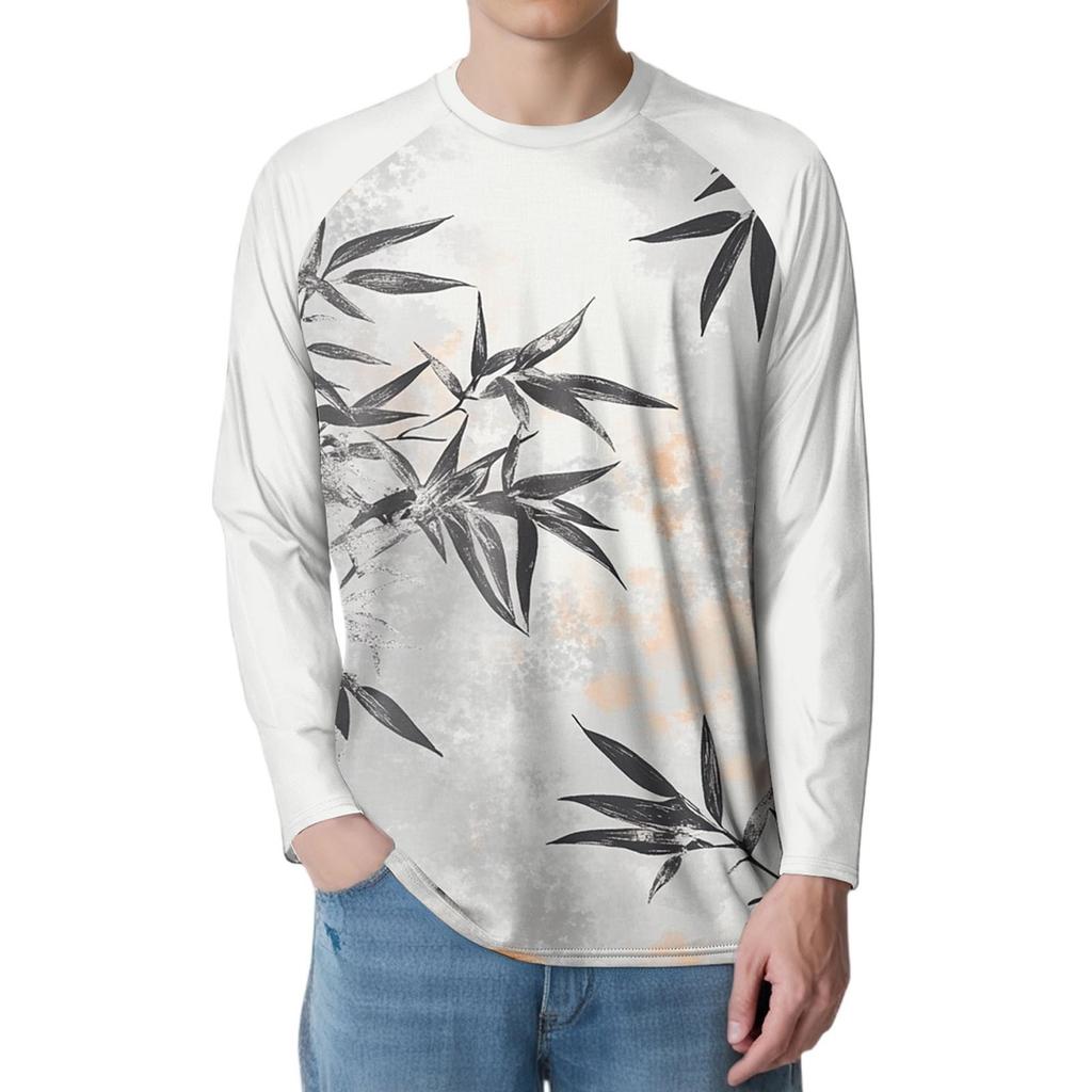 Pánské módní tištěné raglánové sportovní tričko s dlouhým rukávem