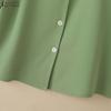 ZANZEA Women Casual Square Collar Solid Color Loose Half Sleeve Blouse