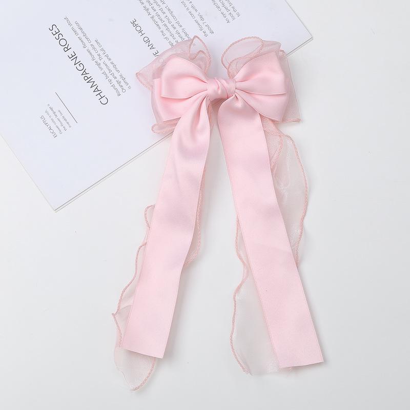 

Элегантная заколка для волос с двойным бантом феи для женщин - заколка для волос из органзы розовый