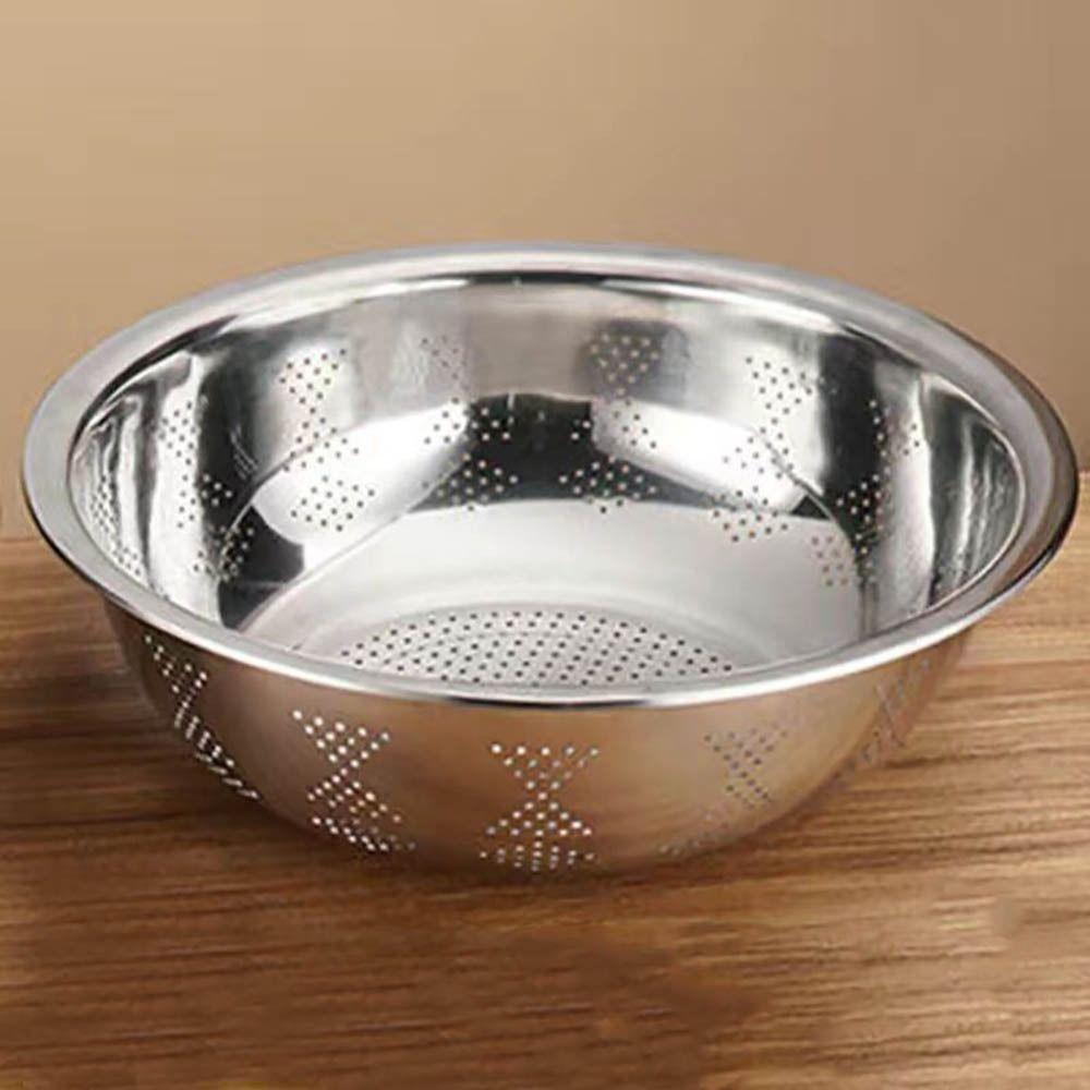 Stainless Steel Grater Basin Round Rice Washing Basin Convenient Filter Net Bowls  Fruit