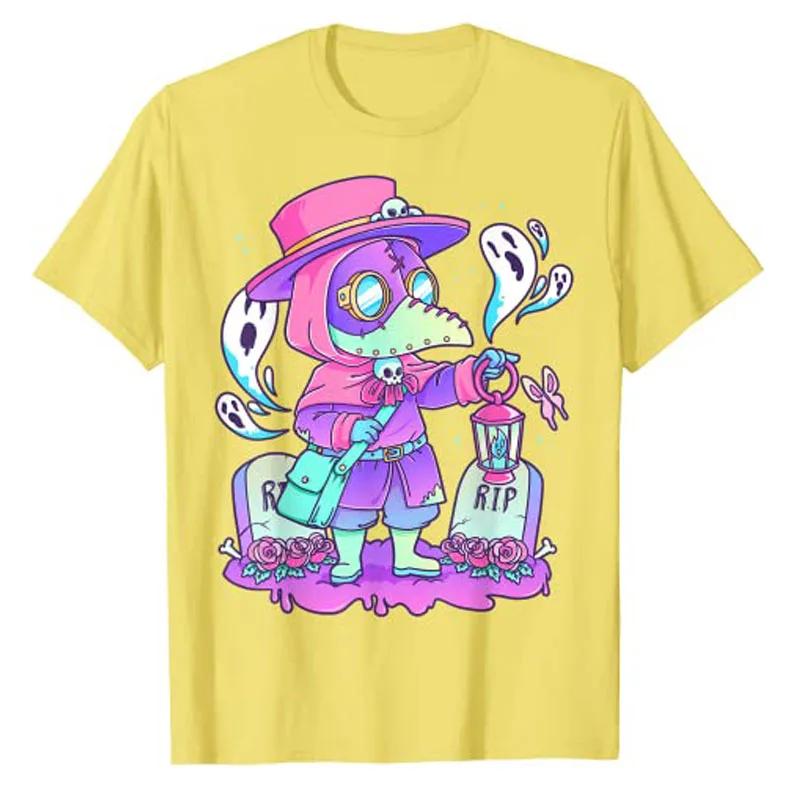 Pastel Goth Niedlich Gruselig Pestdoktor Kawaii Menhera Wicca T-Shirt Anime Ästhetische Kleidung Harajuku Gothic Stil Grunge T-Shirt Top