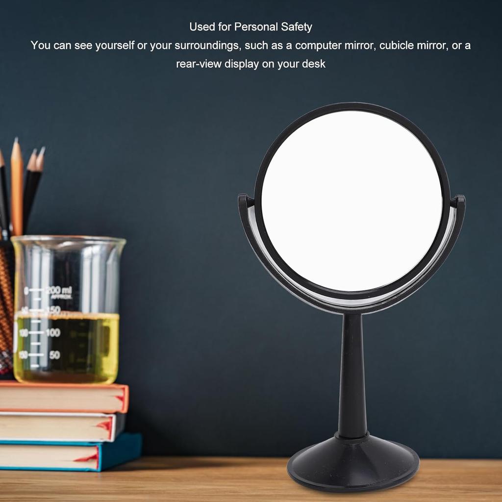 4 Inch Round Glass Concave Mirror Lens Black Frame, Adjustable View Clear Reflection for Science Experiments