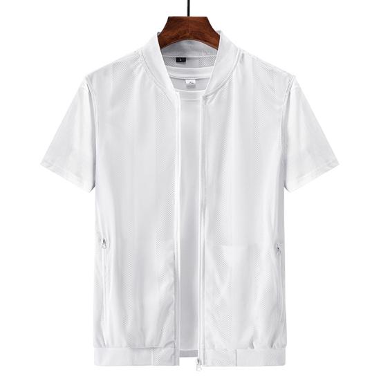 Baseball Collar Sleeveless Pockets Zipper Placket Fishing Vest Summer Men Mesh Hollow Waistcoat