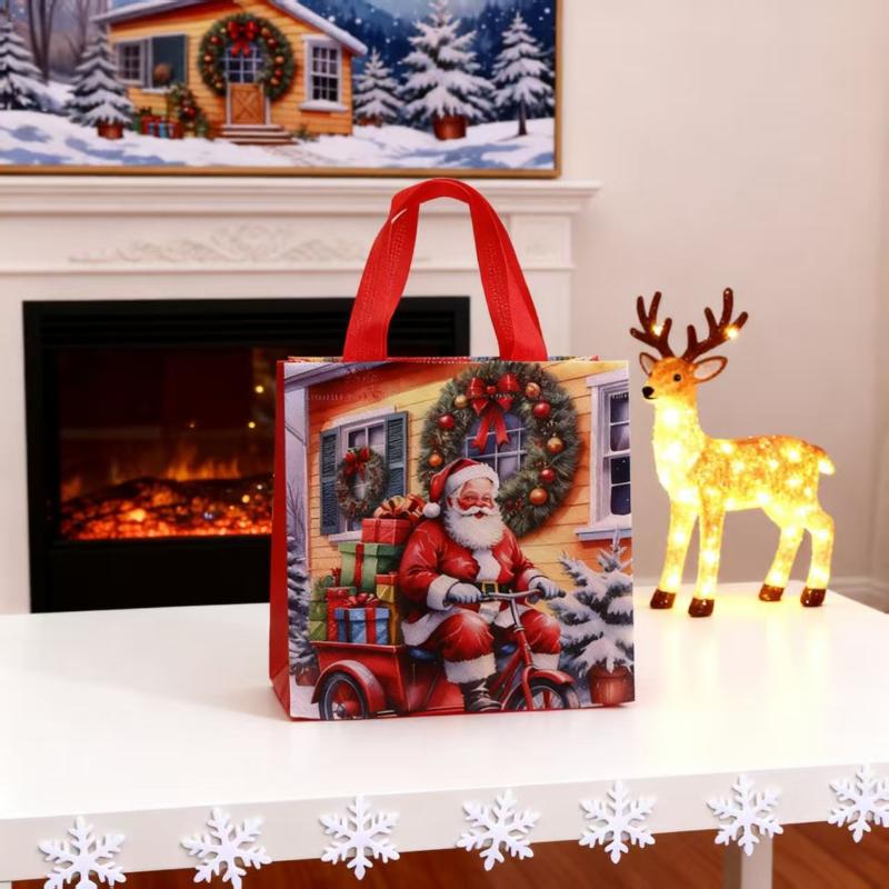 4Pcs Christmas Gift Bag Santa Non-Woven Bag Christmas Decorations For Home 2025 Xmas Navidad Noel Gifts  Year Packaging Bag