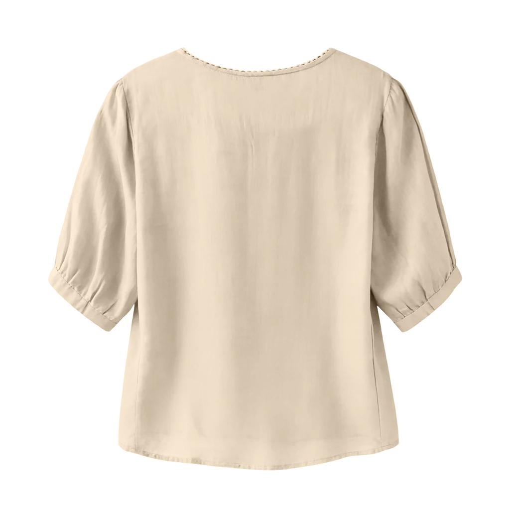 Womens Spring Tops Embroidered Loose Fit Blouse Summer Shirts for Women Casual Style Womens Summer Shirts Dressy Tops for Women