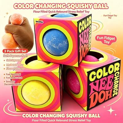 Schylling Needoh Extrude Fidget Squishy Hračka Měnící barvu Senzorická Míč na uvolnění stresu pro úlevu od úzkosti Dárek s krabičkou