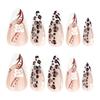 Cross-border Hot-selling Leopard Print Manicure, Fake Nail, Short Almond Nail, Wearing Nail Piece, French White Flower Wearing Nail