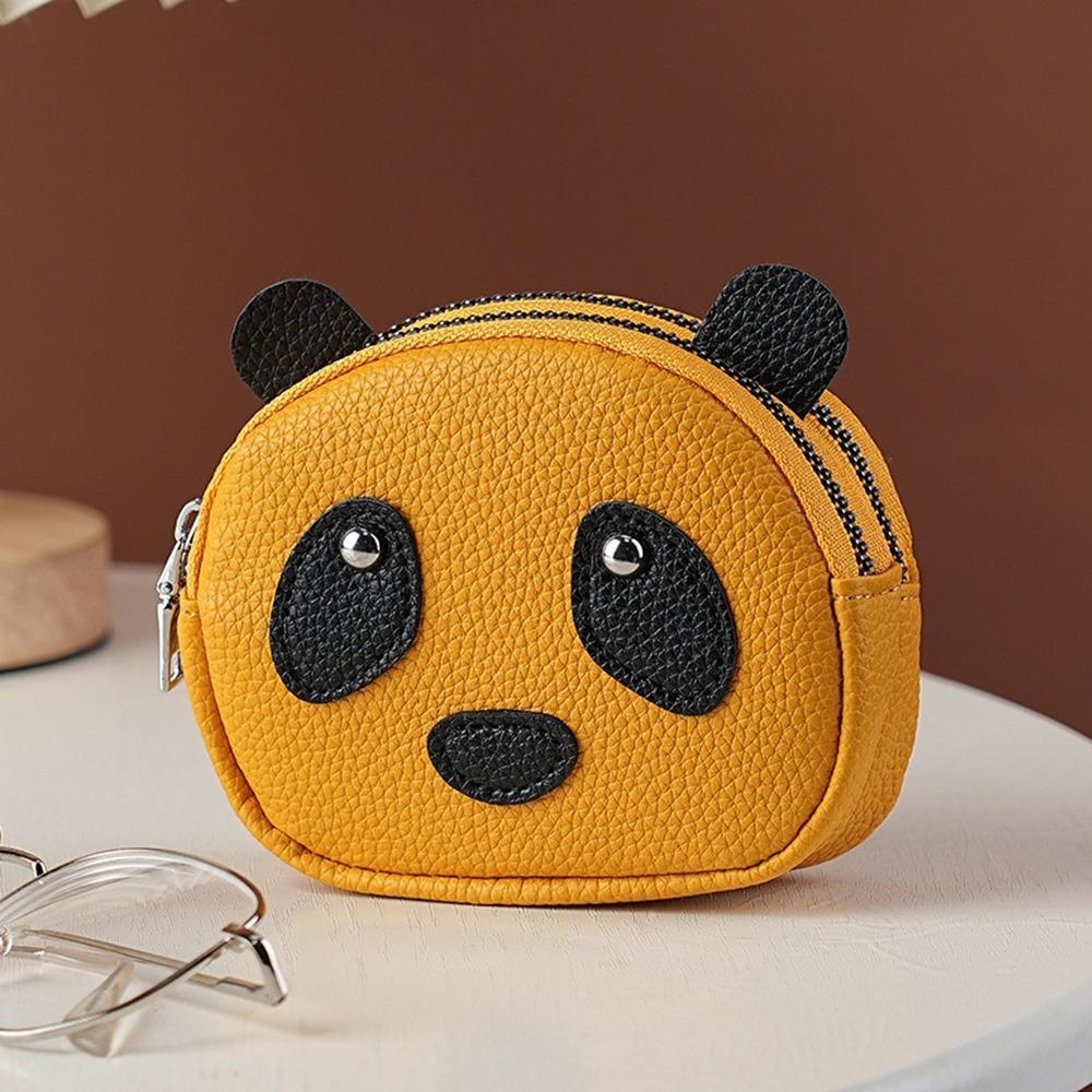 Double Layer Zipper Coin Purse Mini Small Item Bag Retro Creative Panda Wallet  Men