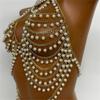 Multi Layer Pearls Beaded Halter Neck Bra Vest for Women Hollowed Chest Chain Body Jewelry Bralette Raves Party Clubwear