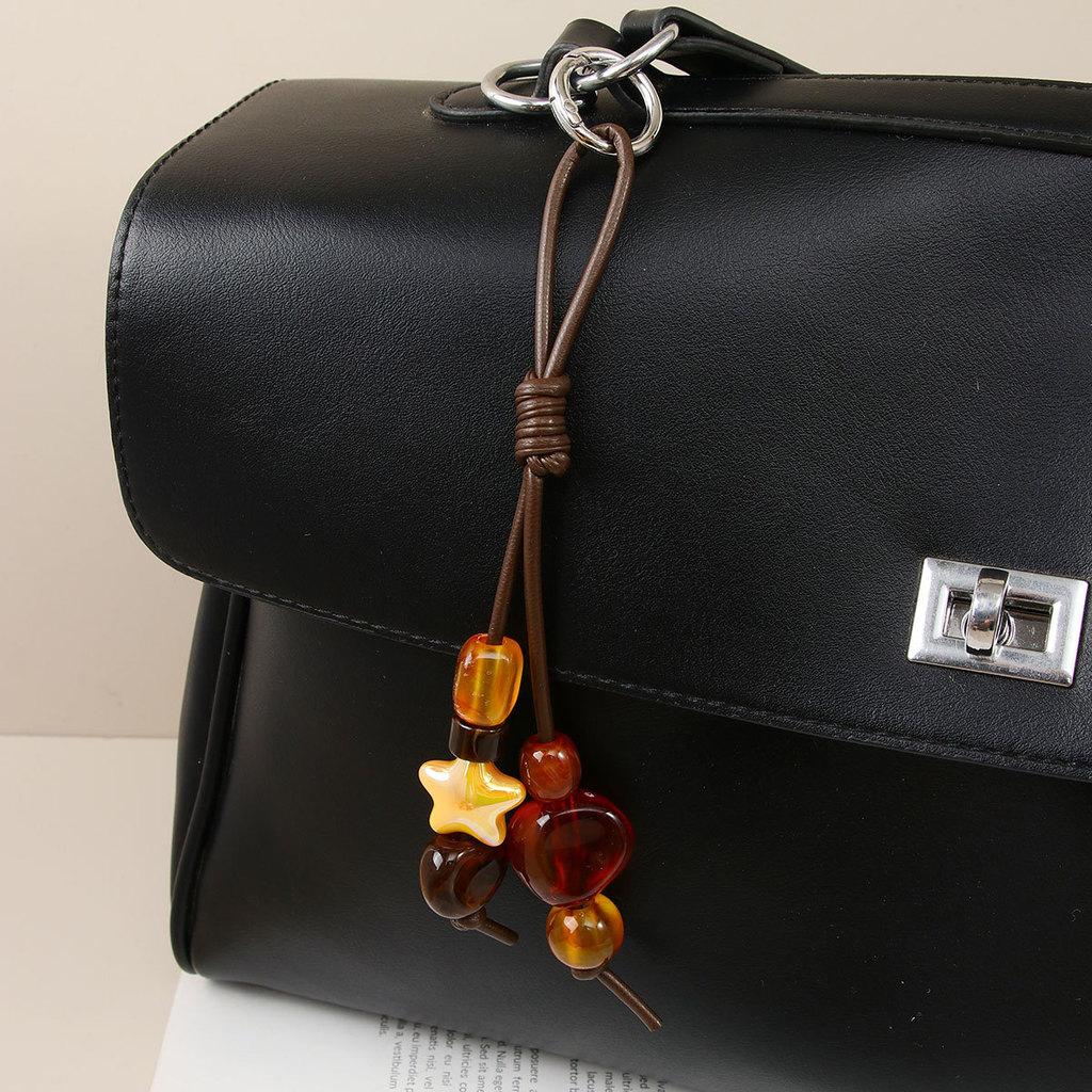 Retro Handcrafted Resin Keychain With Star Pendant For Girls And Bag Accessories
