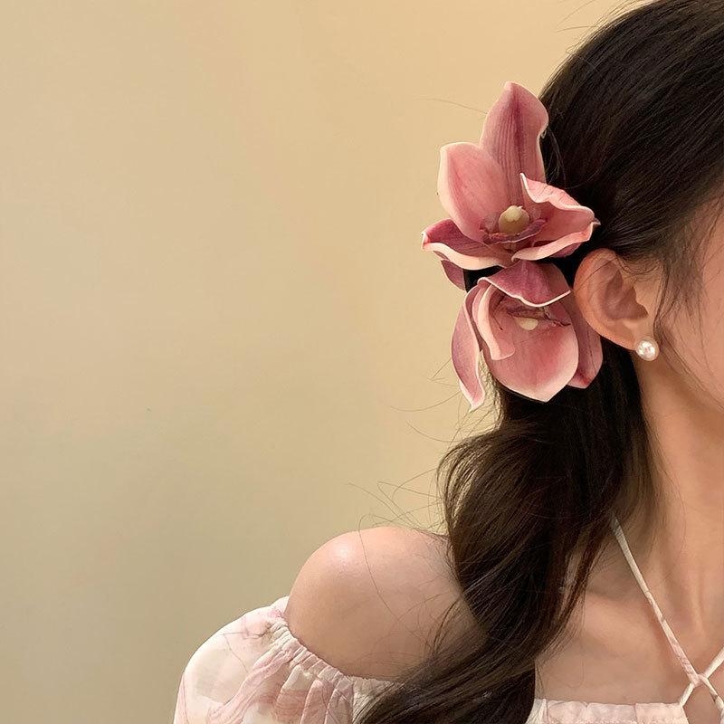 Simulated Flower Hairpin For Women Girls Seaside Holiday Hair Claw Temperament Shark Clip Exquisite Hair Accessories Gifts