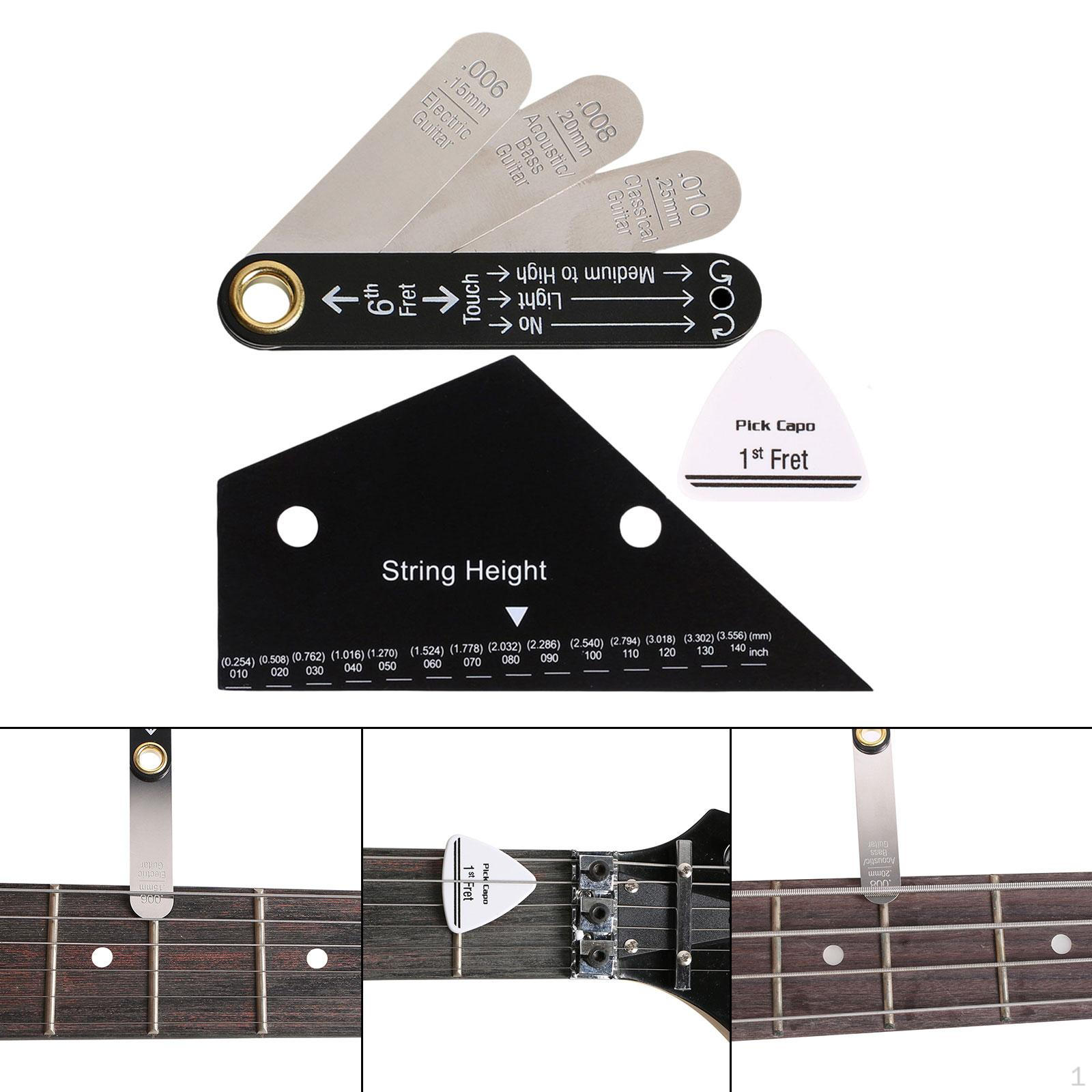 

3 Guitar Action Gauges for Adjusting String Height, Professional Luthier Tool, Electric Bass Pick Style C