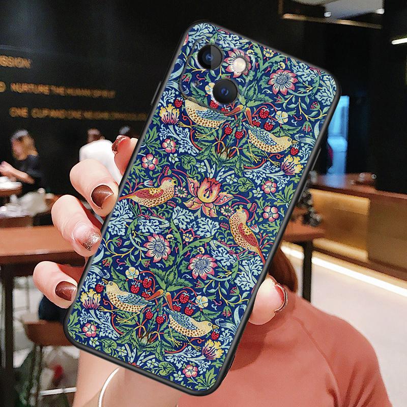 William Morris Case For iPhone 14 15 16 Pro Max 11 12 13 Mini X XR XS Max 14 Plus Soft Cover