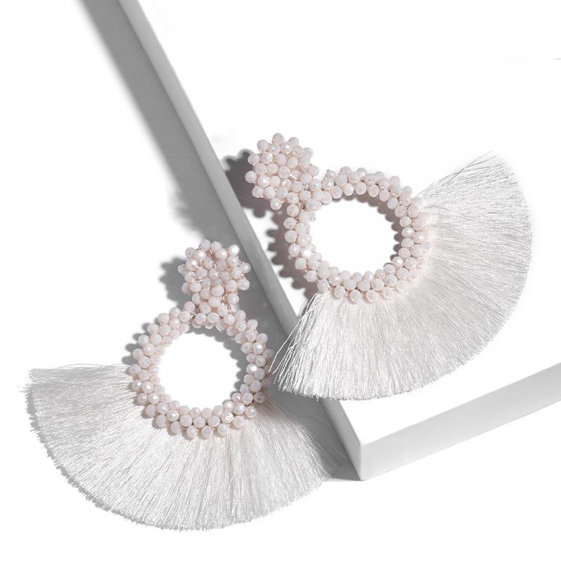 

Массивные серьги-капли из бисера, серьги ручной работы с бахромой и кисточками из бисера для женщин и девочек, висячие серьги-кольца, подарочные ювелирные изделия