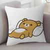 Anime Rilakkuma Cartoon Series Square Pillowcase Soft Waist Sofa Cushion Cover Bedroom Room Pillowcase