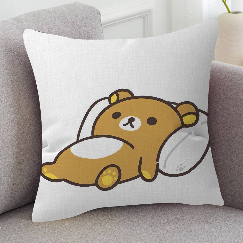 Anime Rilakkuma Cartoon Series Square Pillowcase Soft Waist Sofa Cushion Cover Bedroom Room Pillowcase