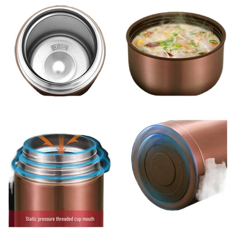 Portable Large Capacity Stainless Steel Thermos Pot: Insulated Stewing Kettle and Lunch Box for Office Women