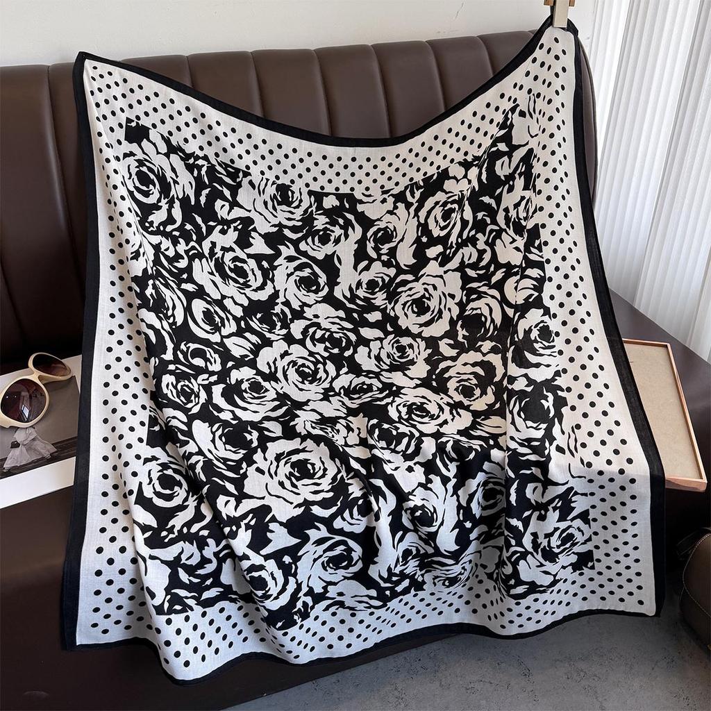 Camellia Scarf for Women with Light Luxury Temperament Decorative Scarf Neck Protection Scarf Versatile Trendy