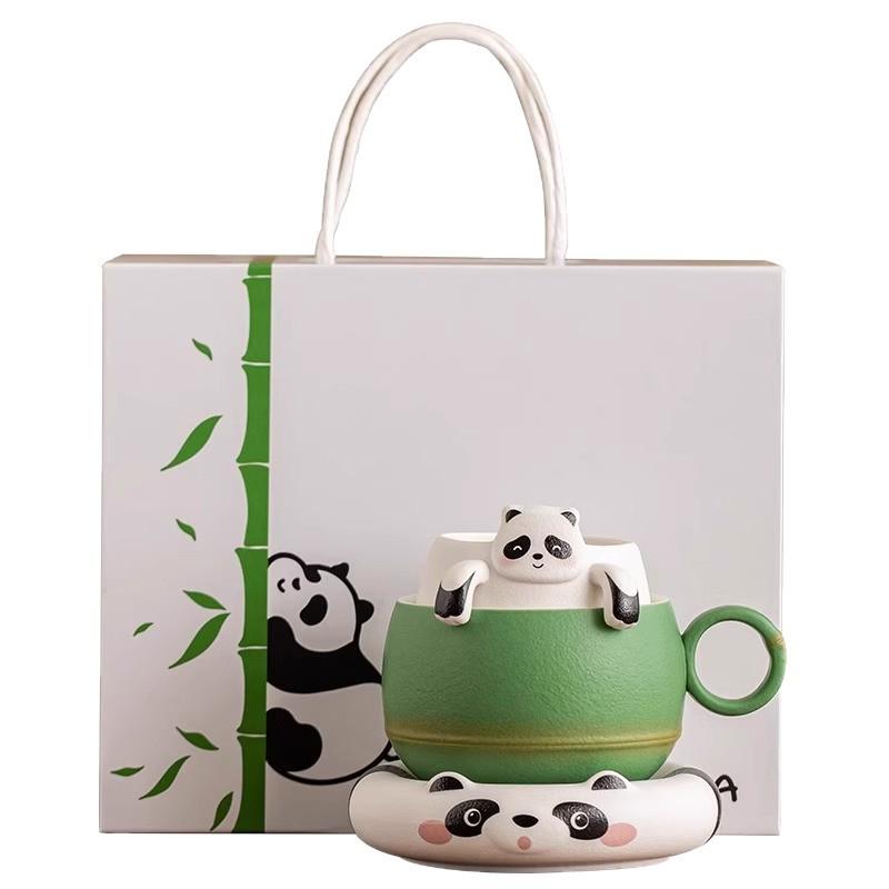 Panda Office Tea & Coffee Cup with Saucer Set - Chengdu Souvenir Gift