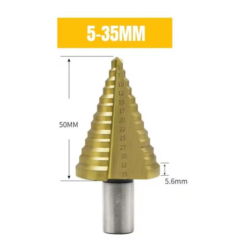 Wiertło stopniowe HSS ze stali szybkotnącej 5-35MM powlekane tytanem wiertło do drewna i metalu HSS narzędzie elektryczne frez otworowy narzędzie przemysłowe rozwiertak