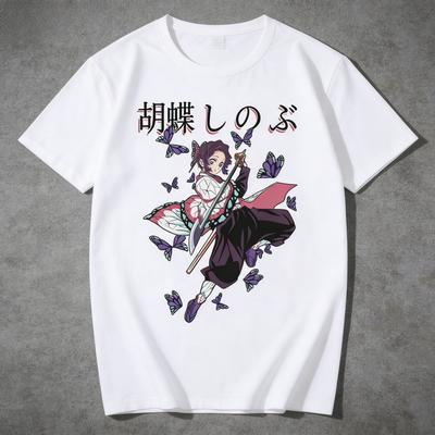 Anime Shinobu Kocho Character Japanese Unisexga TShirt Butterfly Samurai Design Shirt 2026 New Cotton Summer Unisex and Women Tshirt