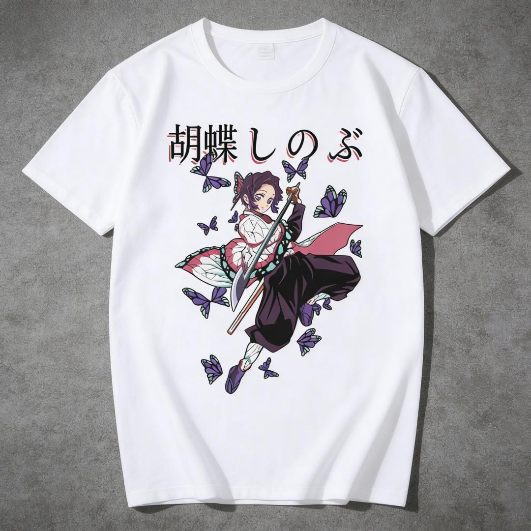 

Anime Shinobu Kocho Character Japanese Unisexga TShirt Butterfly Samurai Design Shirt 2026 New Cotton Summer Unisex and Women Tshirt 2XL